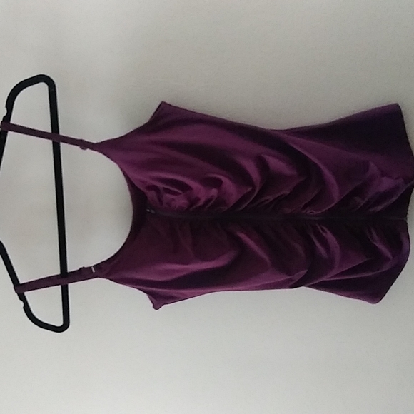 Fabletics Mia Spotify Purple Ruched Zip Front Athletic Tank Top sz M - Picture 3 of 14
